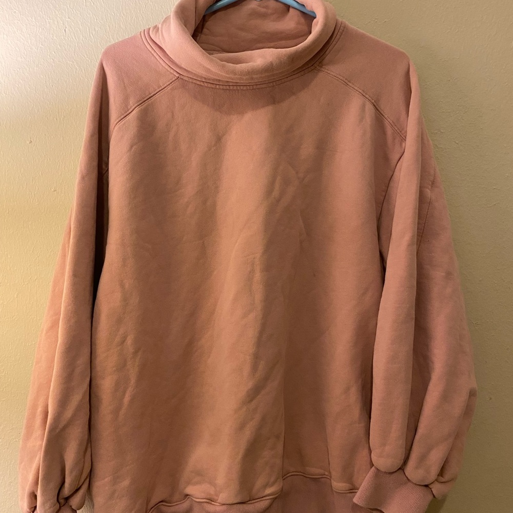 Women’s LIT Cowl Turtleneck Oversized Hoodie SzMedium Blush